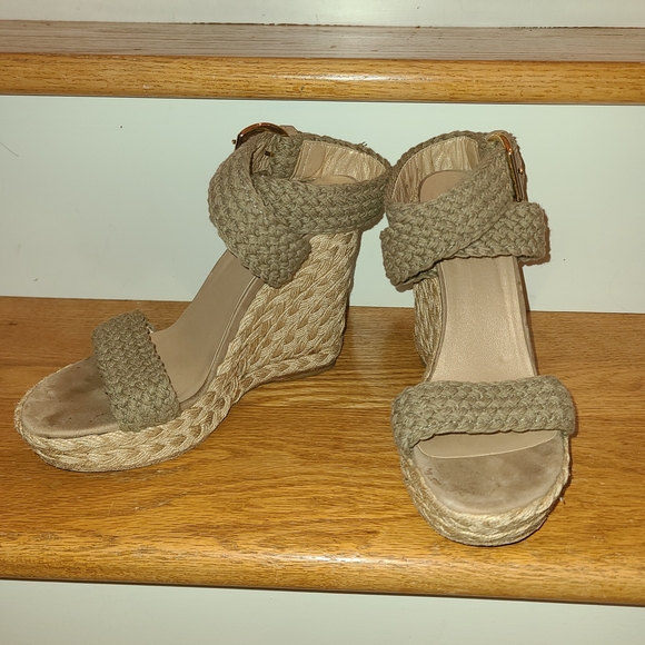 Stuart Weitzman Braided Wedge Sandals - Beige/khaki - Picture 1 of 11